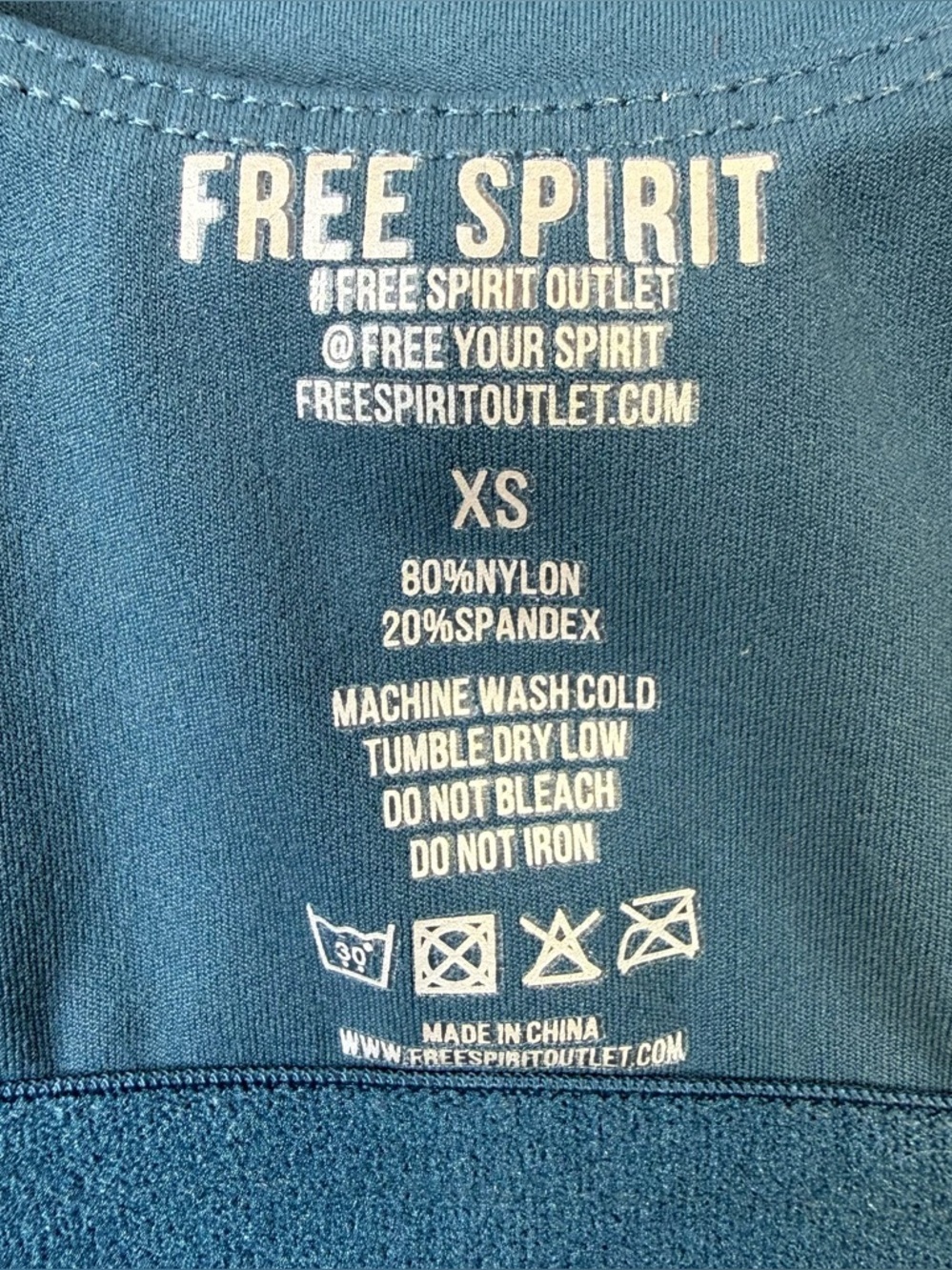 Free Spirit Outlet XS Teal Blue Longline Sports Bra Crop Tank Athletic Top - Picture 3 of 9